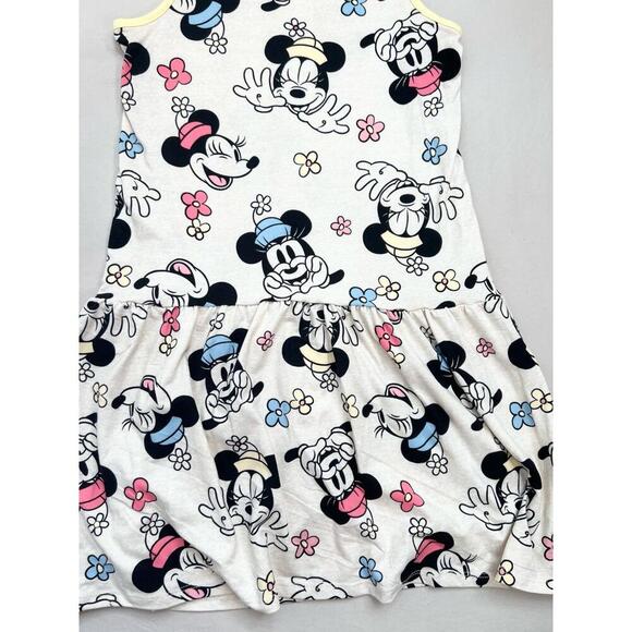 Disney Dress Girls Size Large 10/12 White Sleeveless Mickey Minnie Floral Print - Picture 4 of 9